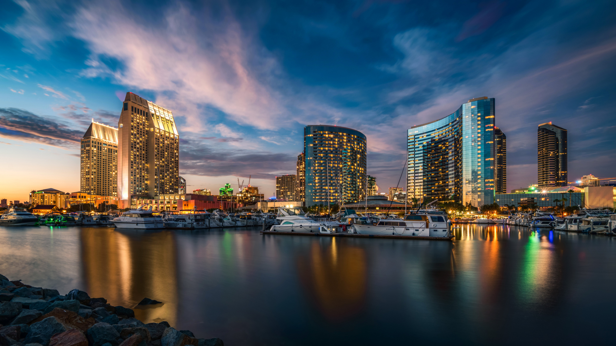 San Diego, Cityscape, City, Urban Area, Reflection. Wallpaper in 2560x1440 Resolution