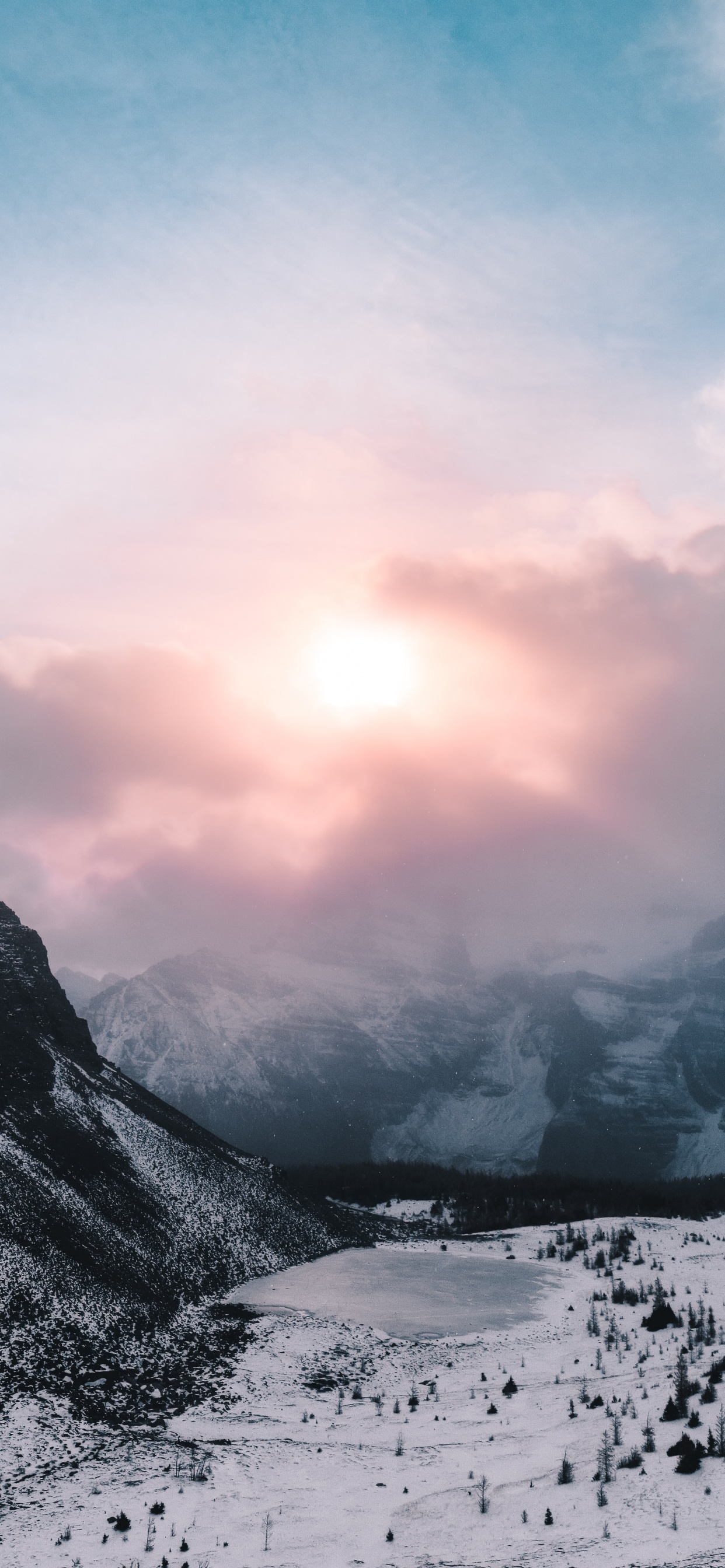 Schnee, Winter, Bergigen Landschaftsformen, Natur, Cloud. Wallpaper in 1242x2688 Resolution