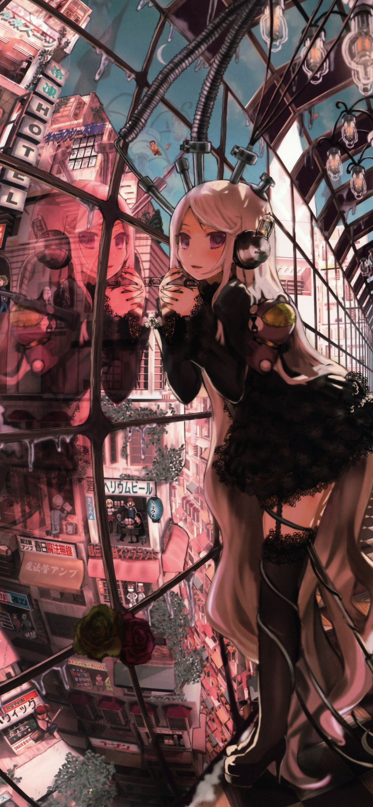 Femme en Robe Noire Debout Devant le Magasin. Wallpaper in 1242x2688 Resolution