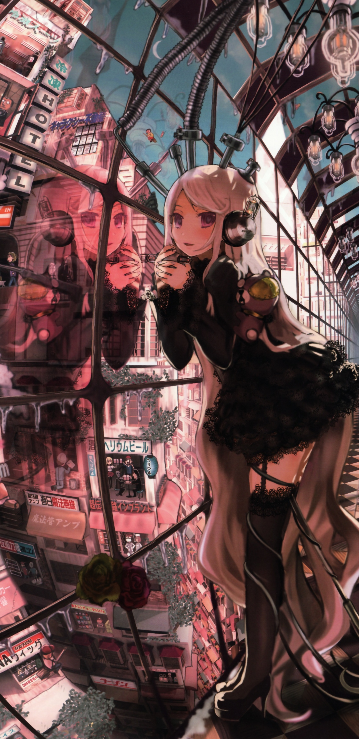 Femme en Robe Noire Debout Devant le Magasin. Wallpaper in 1440x2960 Resolution