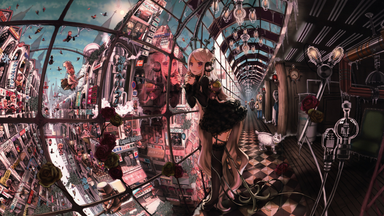 Frau im Schwarzen Kleid Steht Vor Laden. Wallpaper in 1280x720 Resolution