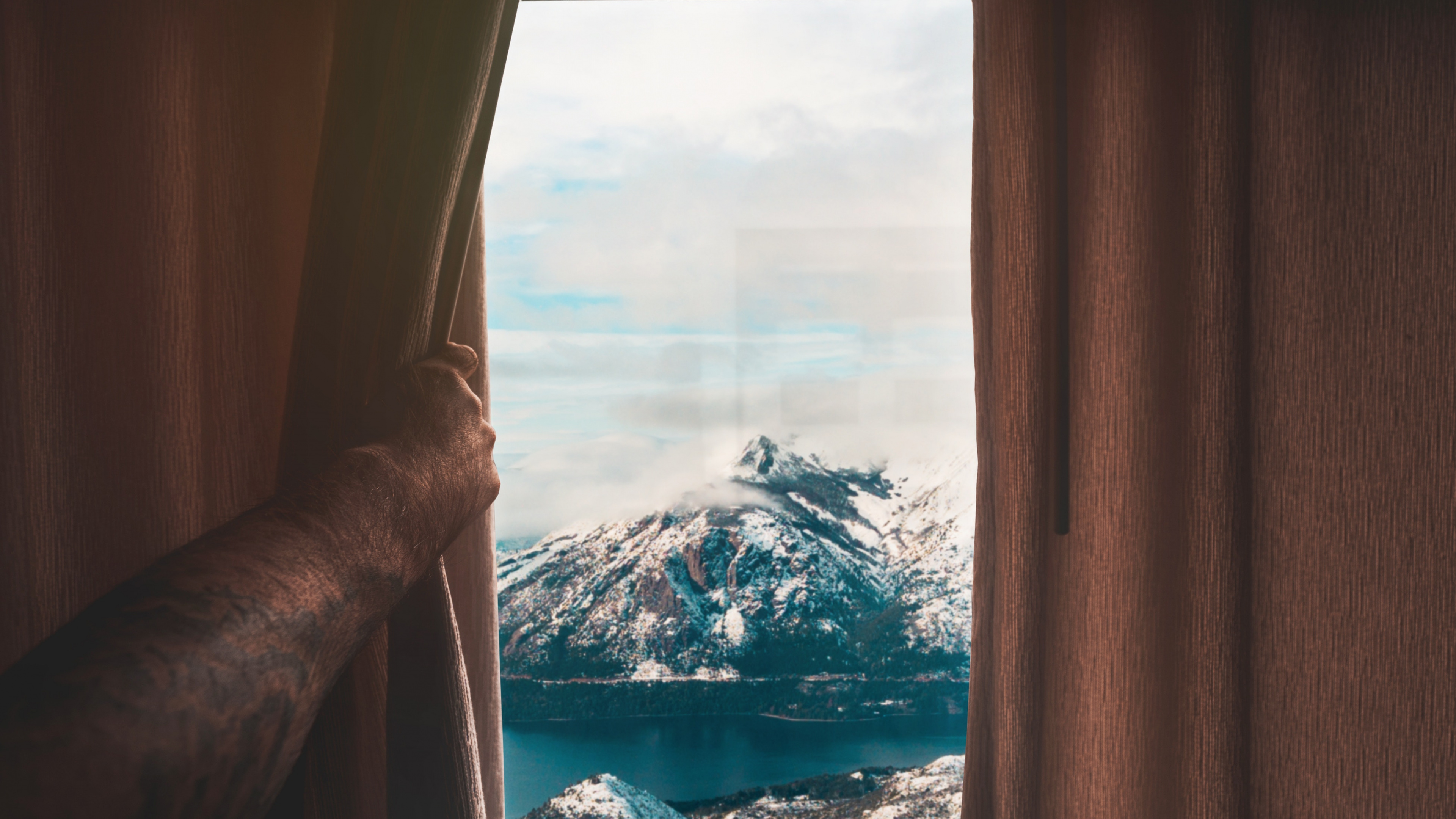 窗口, 窗帘, 房间, 早上, 室内设计 壁纸 3840x2160 允许