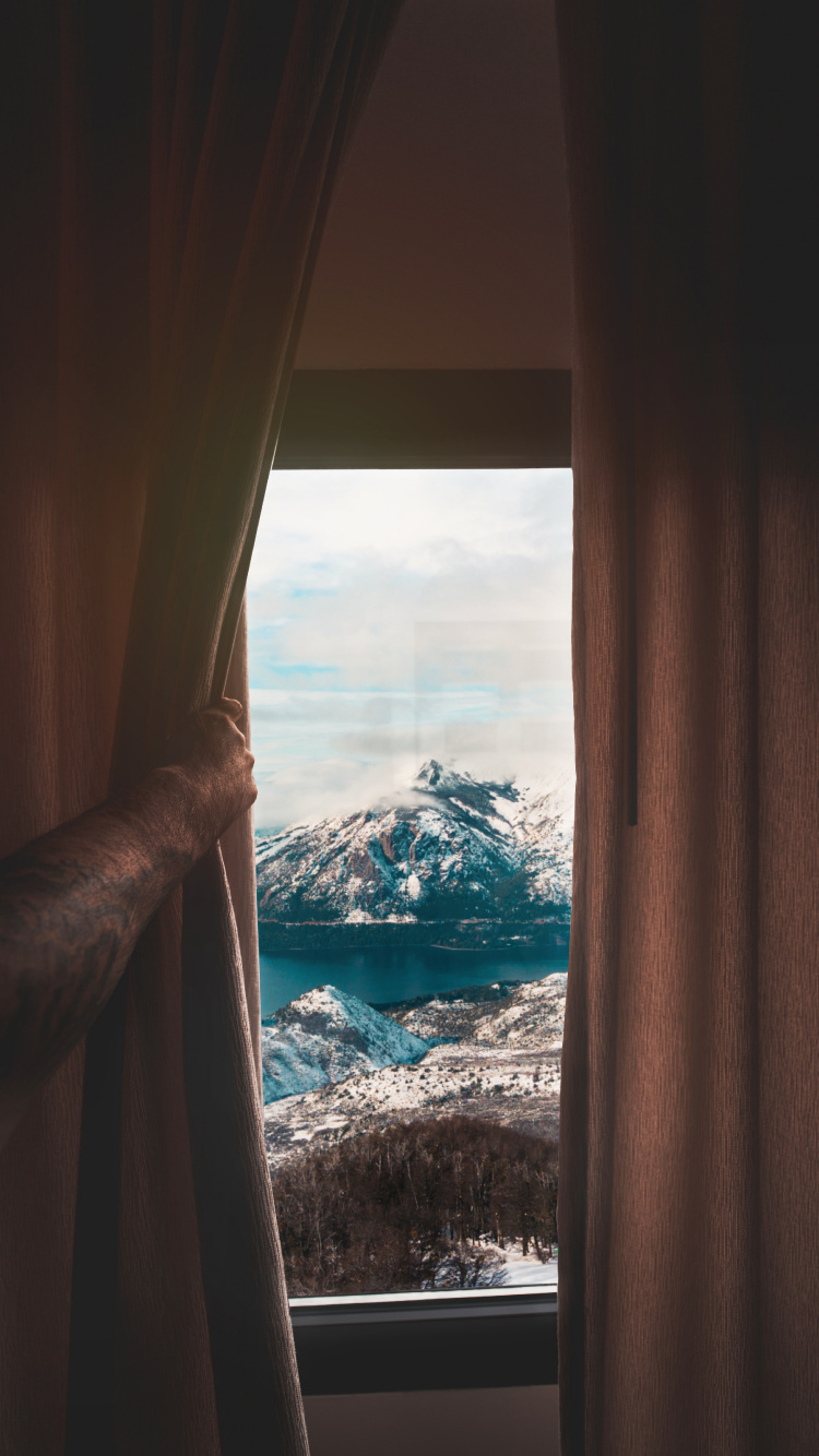 Window, Curtain, Room, Tree, Water. Wallpaper in 750x1334 Resolution