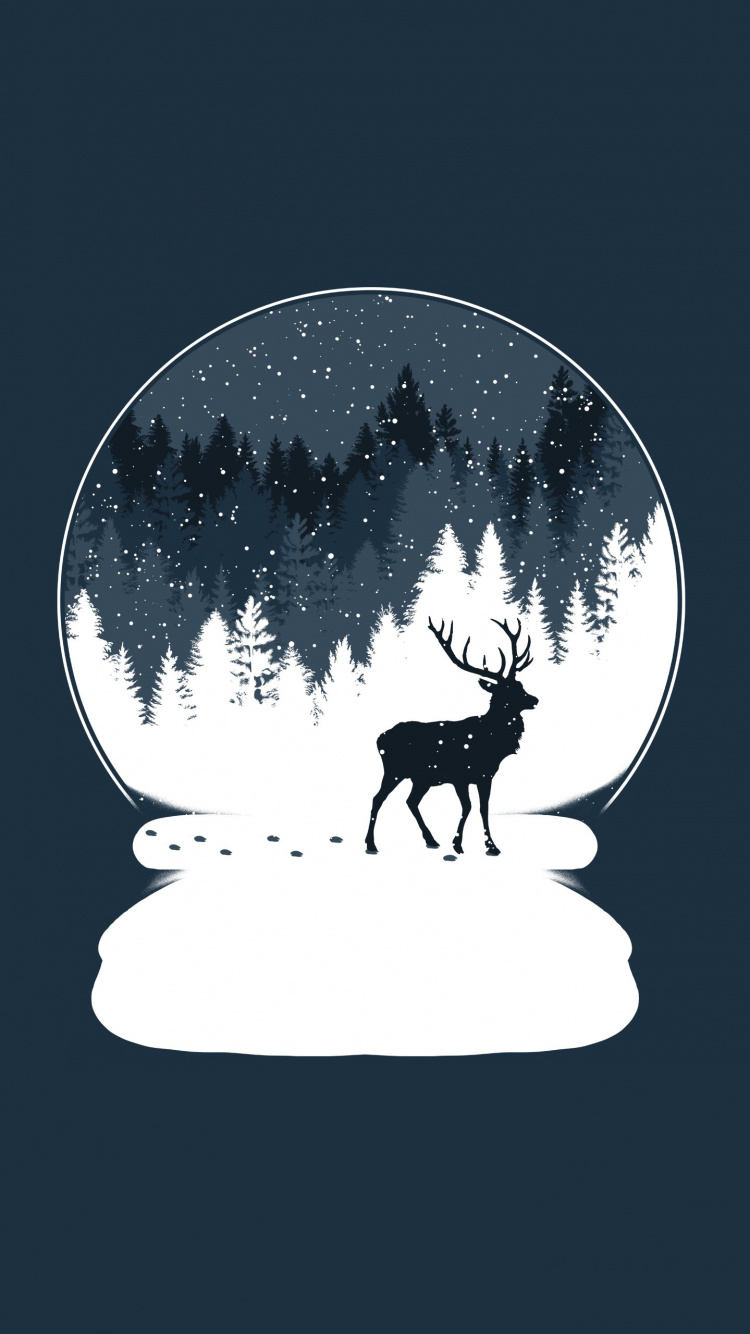 Rentier, Fenster, Baum, Karibu Mit Unfruchtbarem Boden, Hirsch. Wallpaper in 750x1334 Resolution