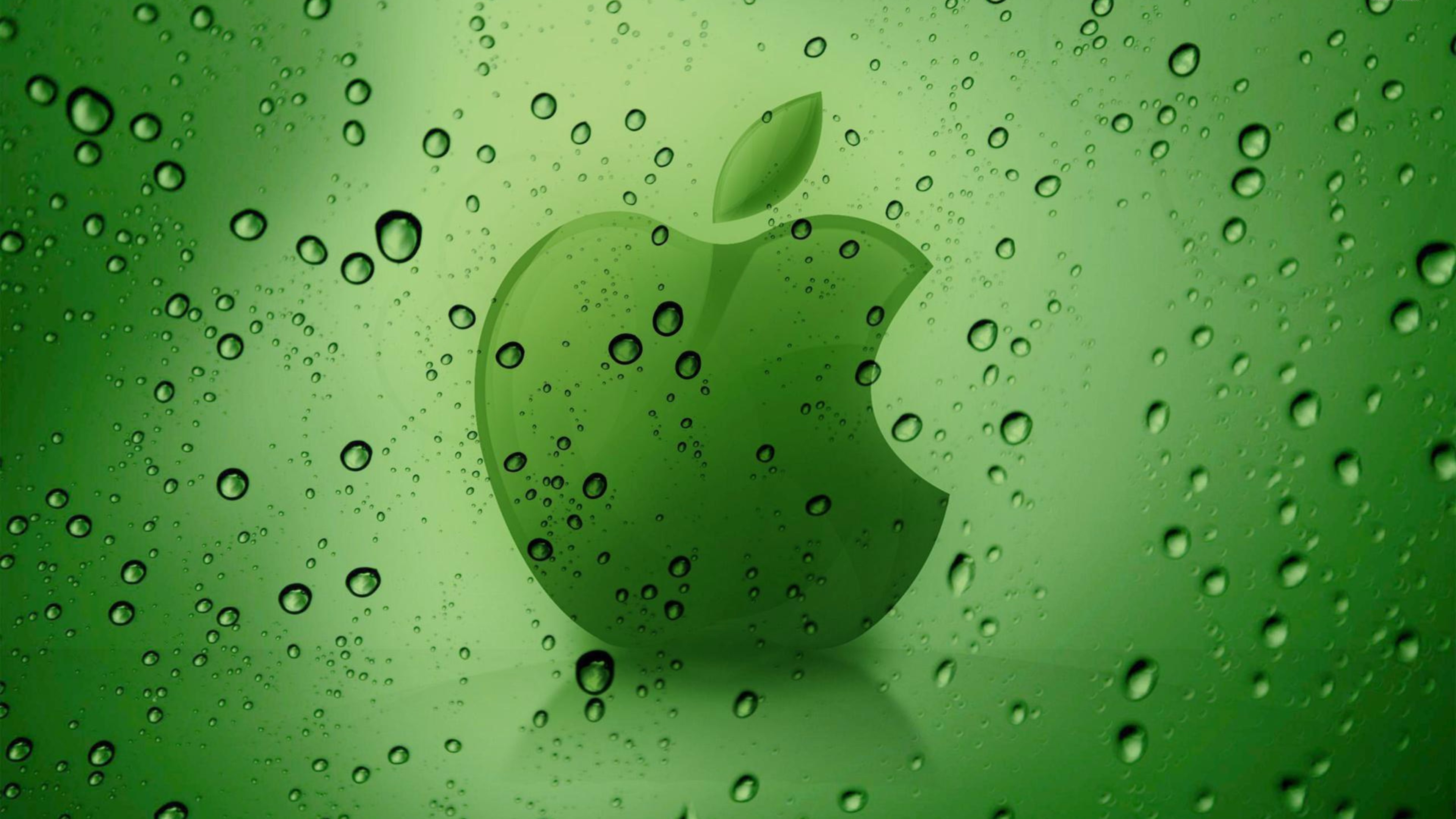 Apple, Green, Water, Dew, Leaf. Wallpaper in 3840x2160 Resolution