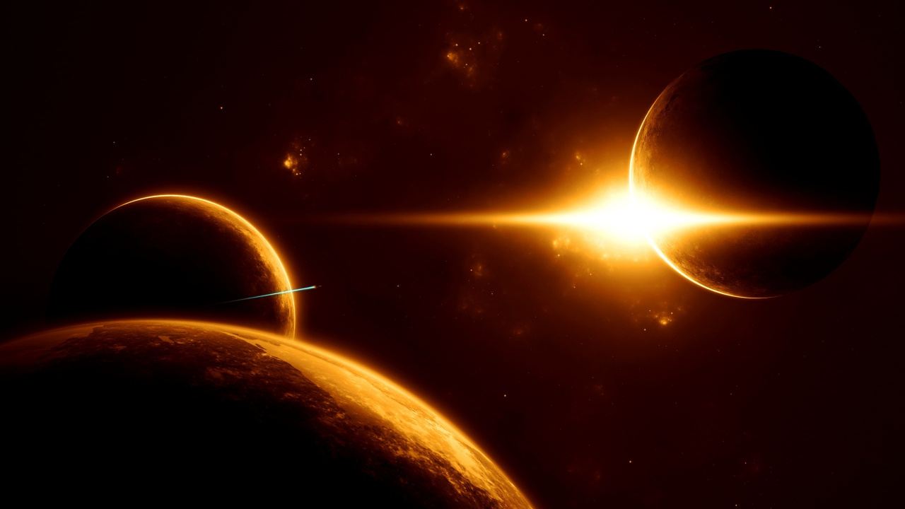 Ilustración de Galaxia Amarilla y Marrón. Wallpaper in 1280x720 Resolution