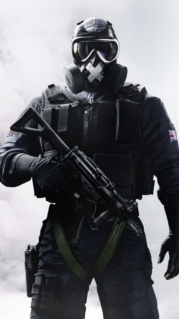 Tom Clancys Rainbow Six, Soldat, Stehend, Swat, Gasmaske. Wallpaper in 750x1334 Resolution