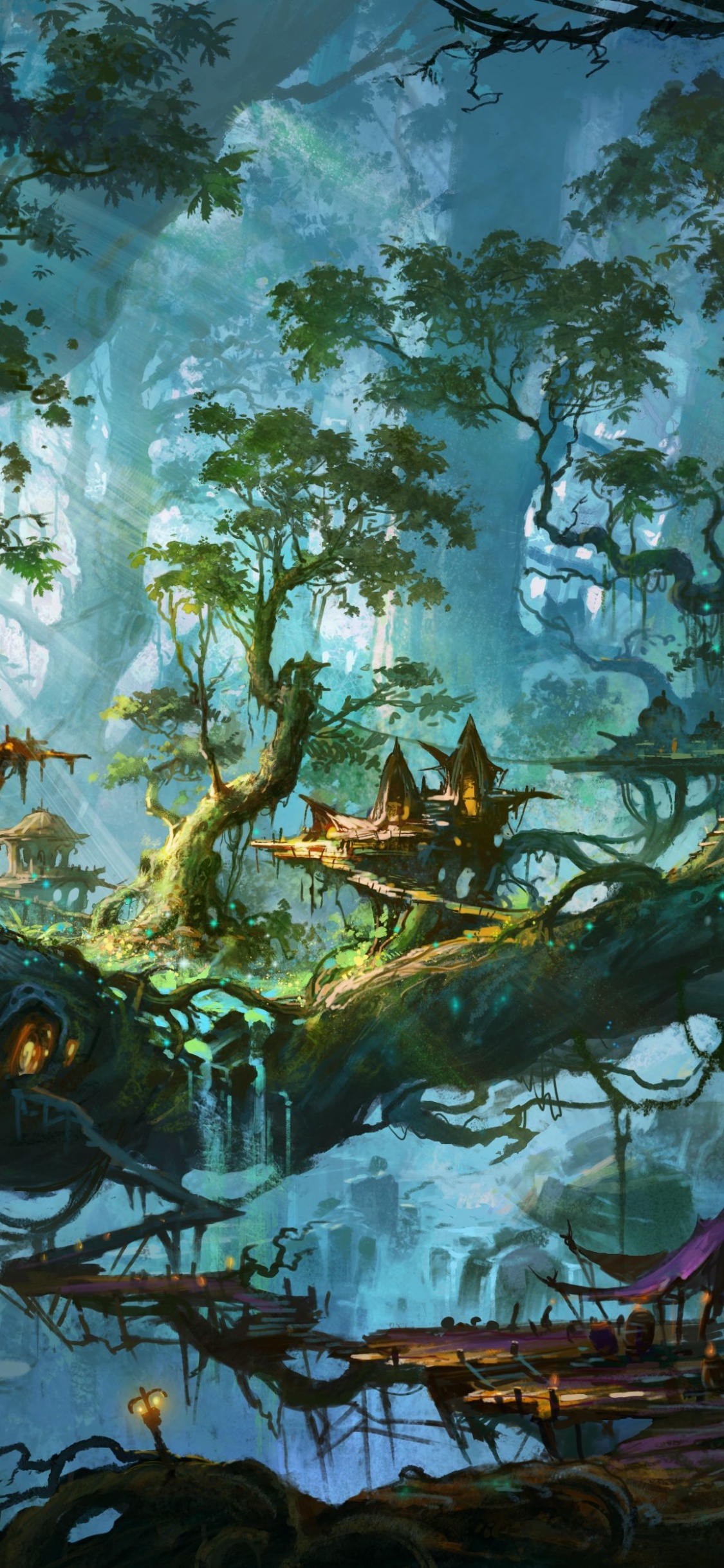 幻想, 森林, 丛林, 生态系统, 幻想世界 壁纸 1125x2436 允许