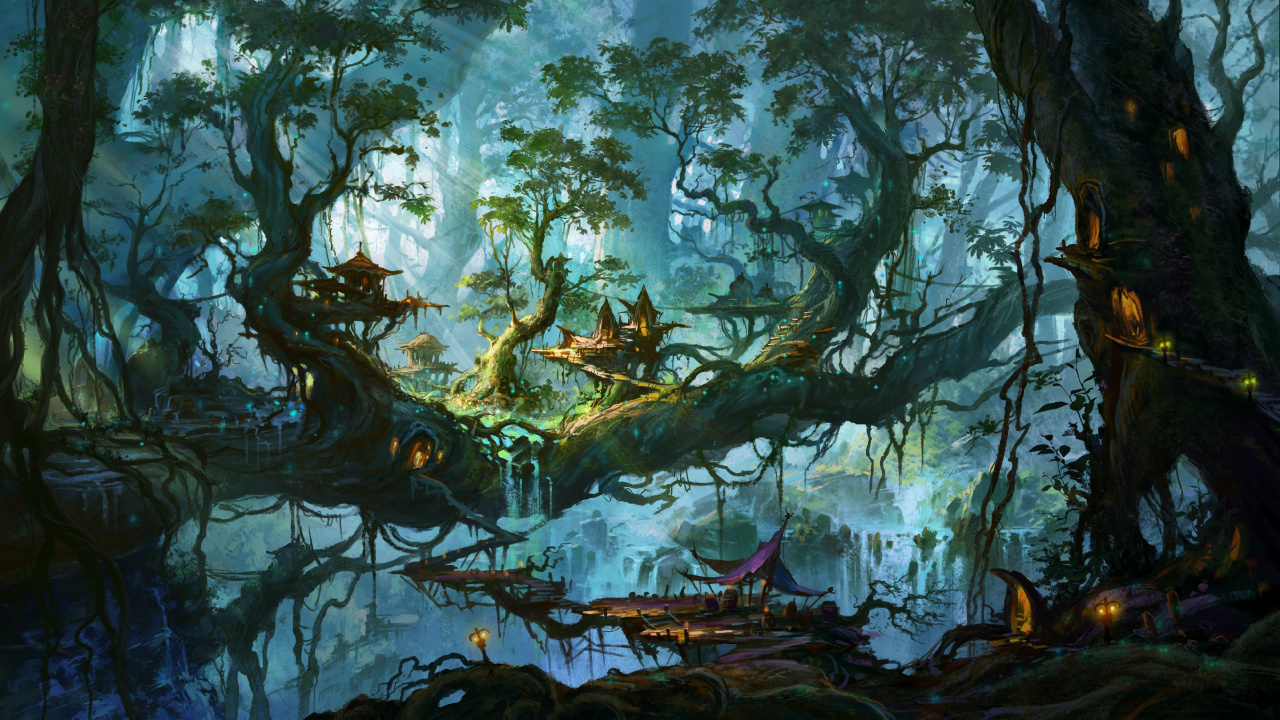 幻想, 森林, 丛林, 生态系统, 幻想世界 壁纸 1280x720 允许