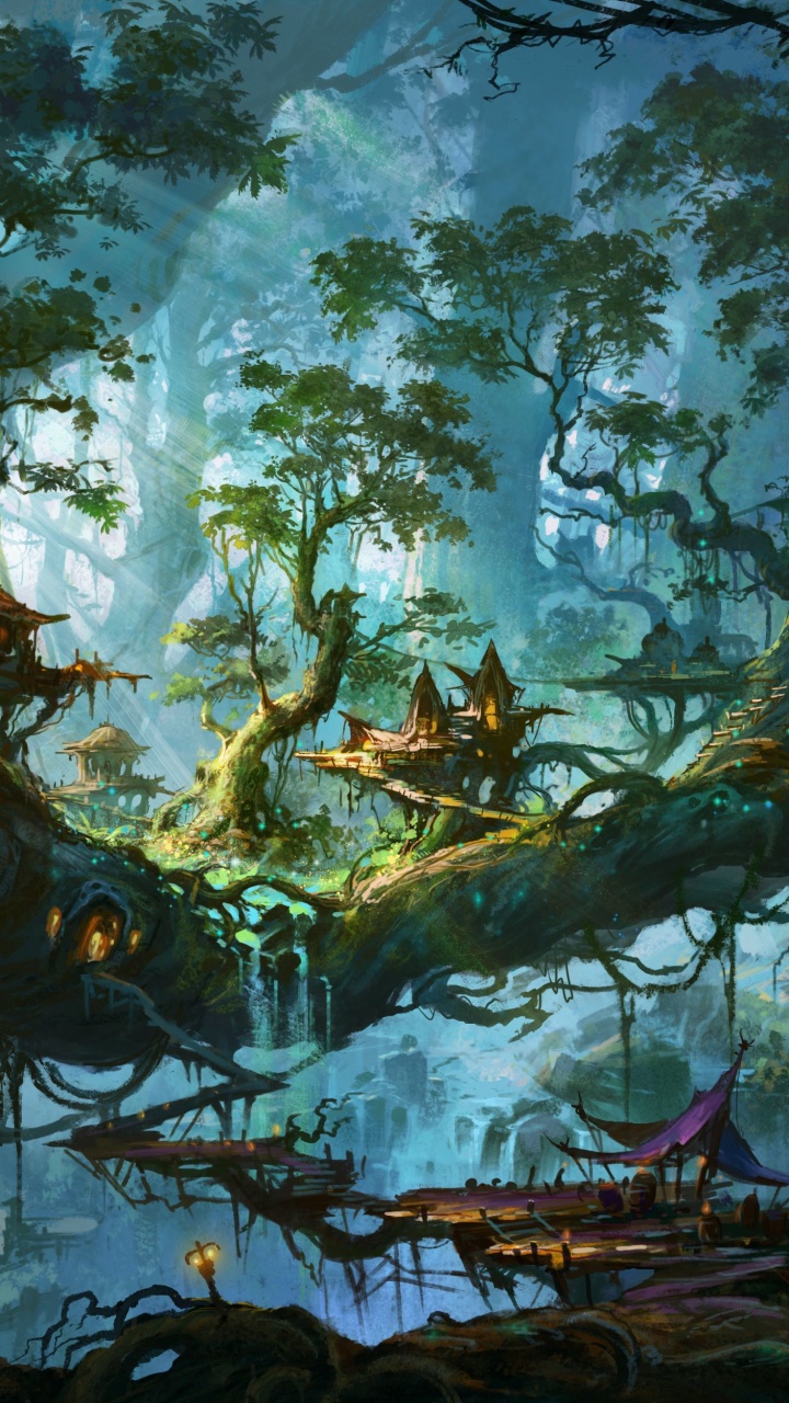 幻想, 森林, 丛林, 生态系统, 幻想世界 壁纸 720x1280 允许
