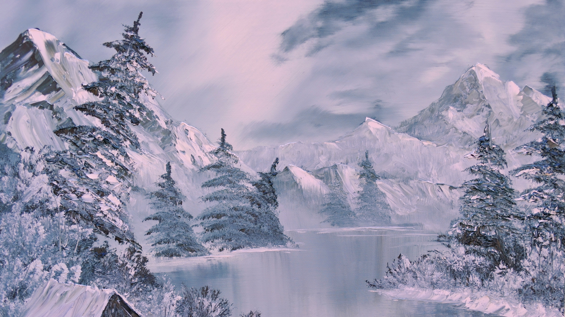 Braunes Holzhaus in Der Nähe Von See Und Bäumen. Wallpaper in 1920x1080 Resolution