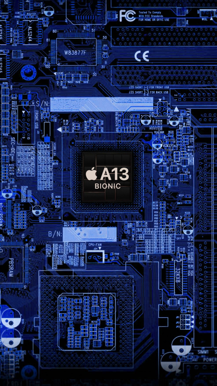 Apple, IPhone, Manzana, Azul, Circuito de Componente. Wallpaper in 750x1334 Resolution