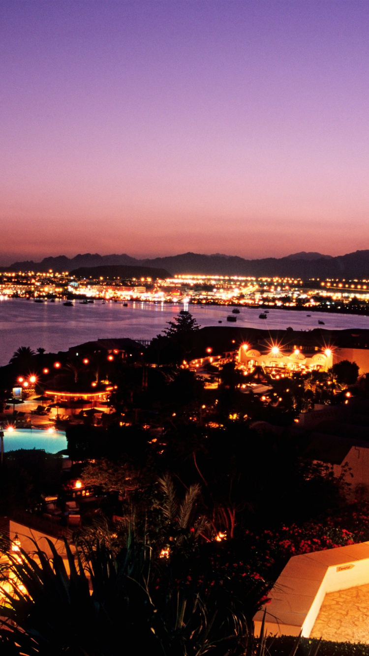 Vue Aérienne de la Ville Pendant la Nuit. Wallpaper in 750x1334 Resolution