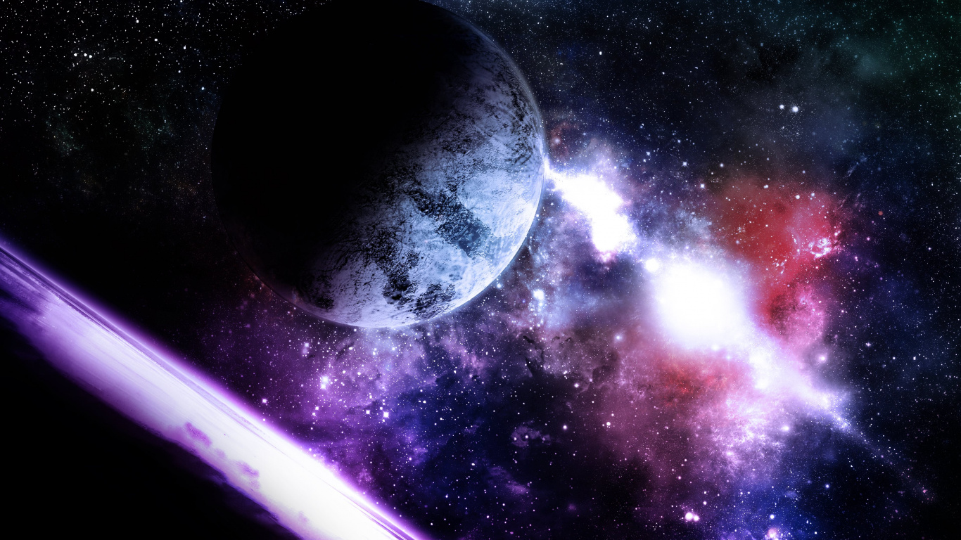 Purple and Black Galaxy Illustration. Wallpaper in 1366x768 Resolution