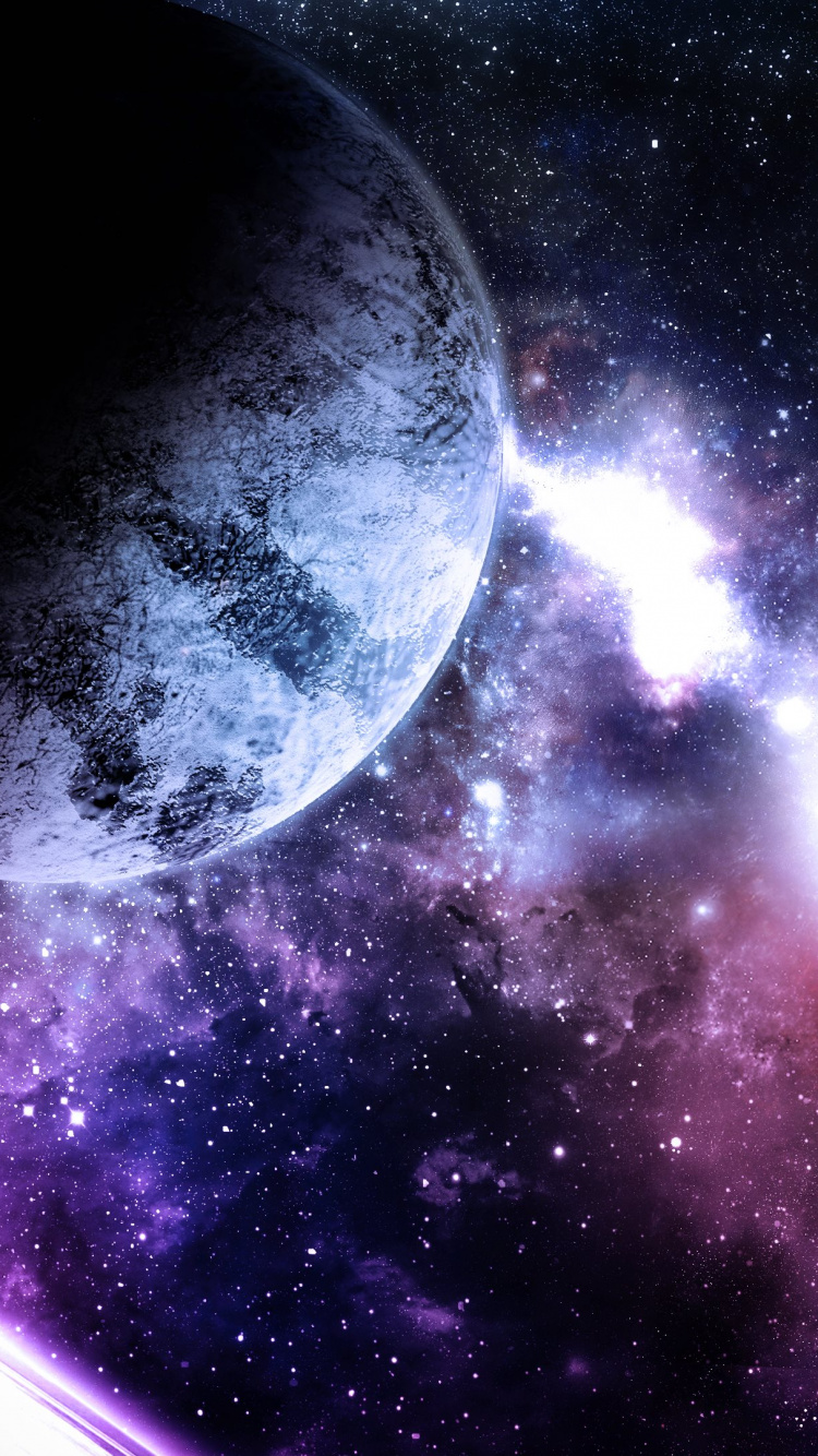 Purple and Black Galaxy Illustration. Wallpaper in 750x1334 Resolution