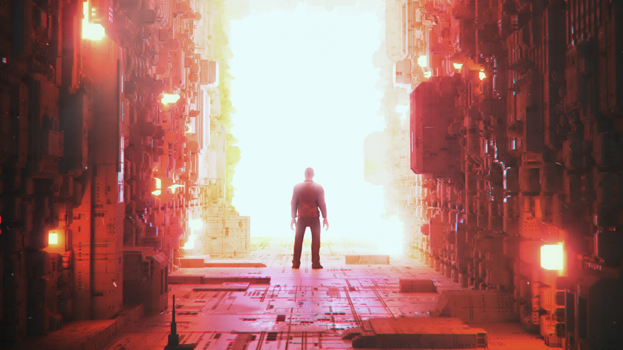 L'homme en Veste Noire Debout Dans la Rue Pendant la Nuit. Wallpaper in 1280x720 Resolution