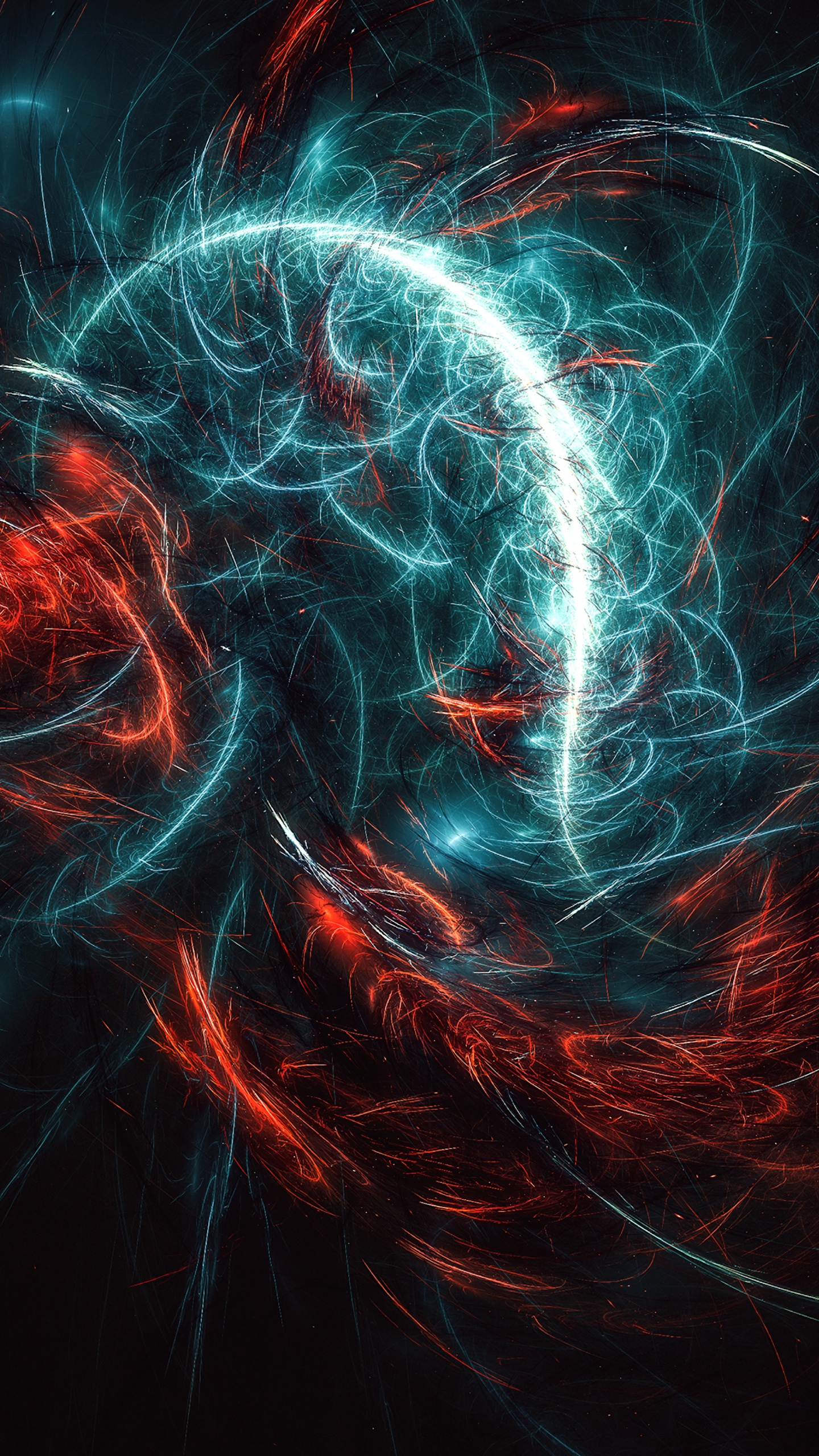 Red and White Light Streaks. Wallpaper in 1440x2560 Resolution
