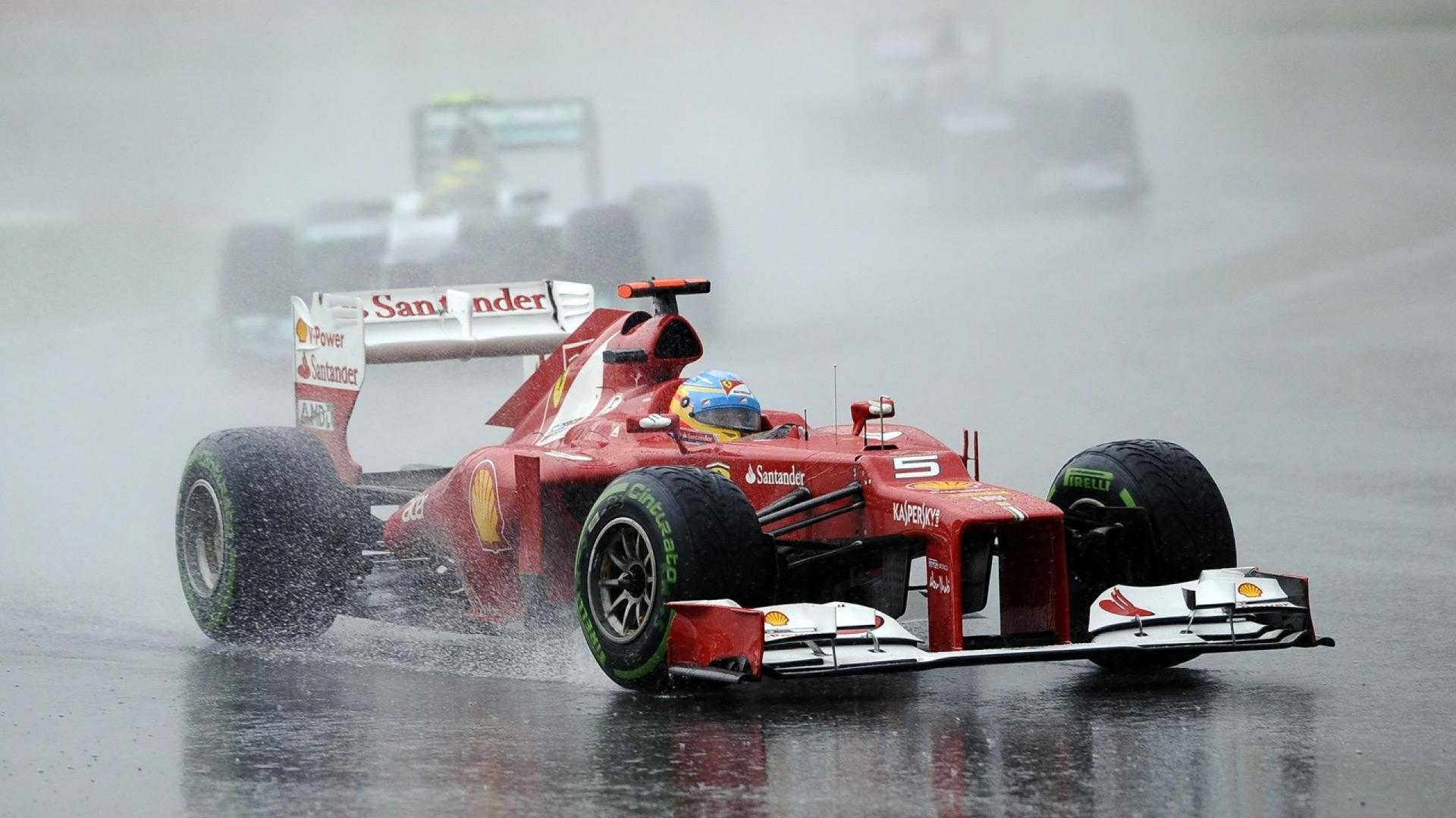 Rot-schwarzer f 1-Rennwagen Auf Dem Wasser. Wallpaper in 1920x1080 Resolution