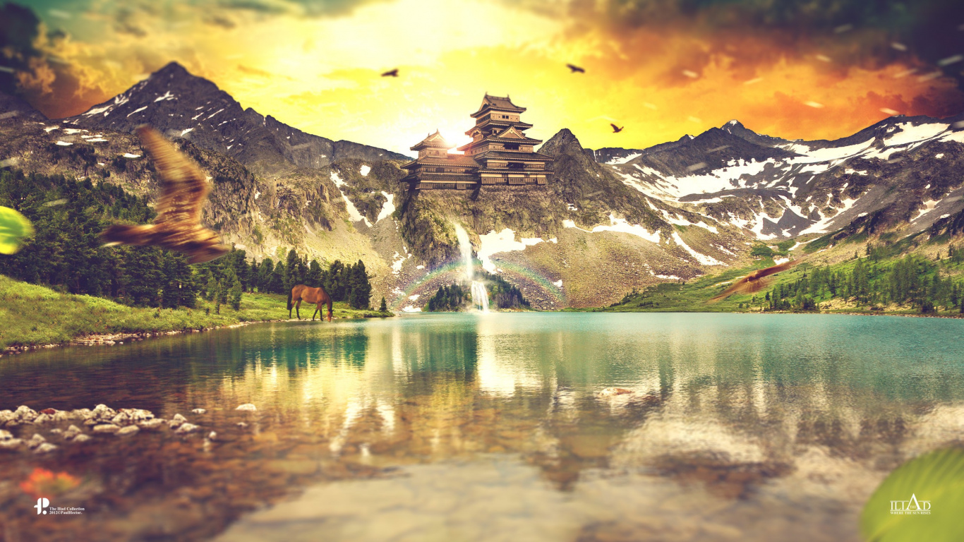 性质, 反射, 安装的风景, 旅游景点, 山脉 壁纸 1366x768 允许