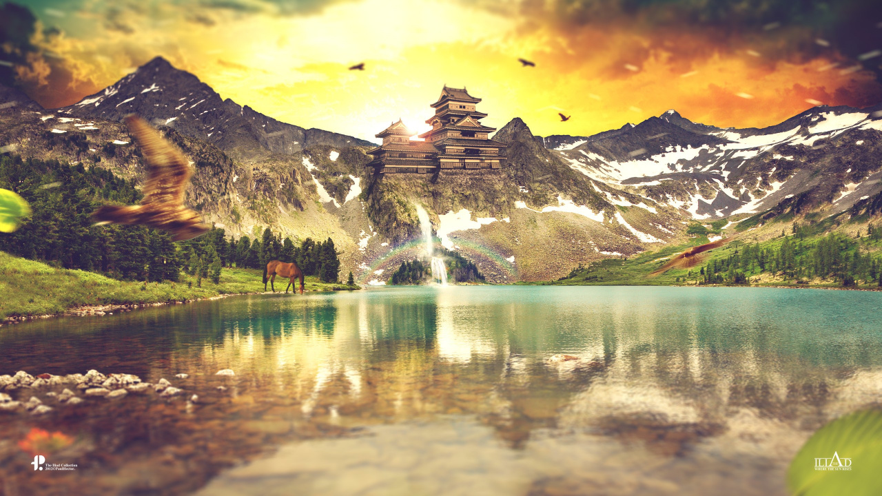 Leute, Die Tagsüber Auf Dem Dock in Der Nähe Des Berges Stehen. Wallpaper in 1280x720 Resolution