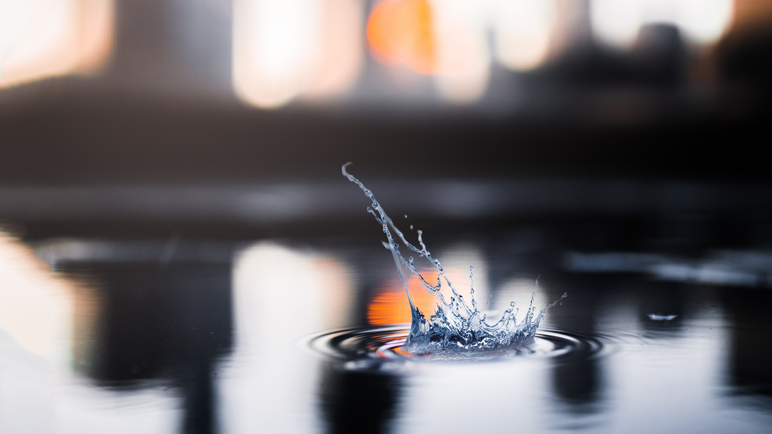 Glass, Orange, Water, Sky, City. Wallpaper in 2560x1440 Resolution
