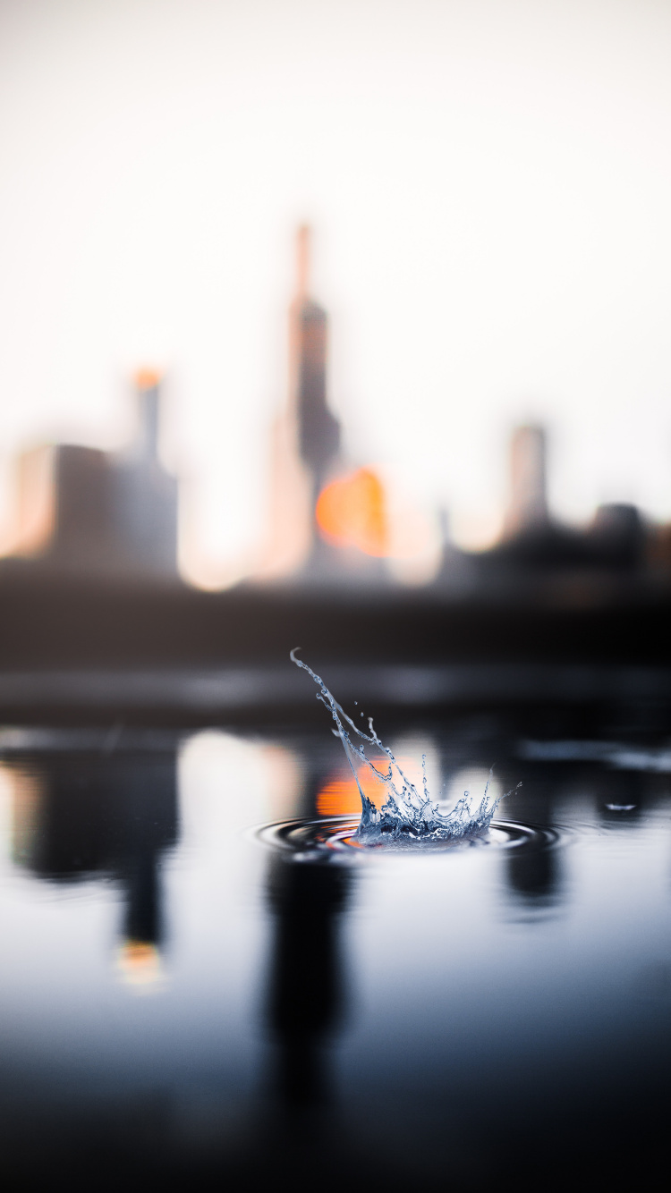 Glass, Orange, Water, Sky, City. Wallpaper in 750x1334 Resolution
