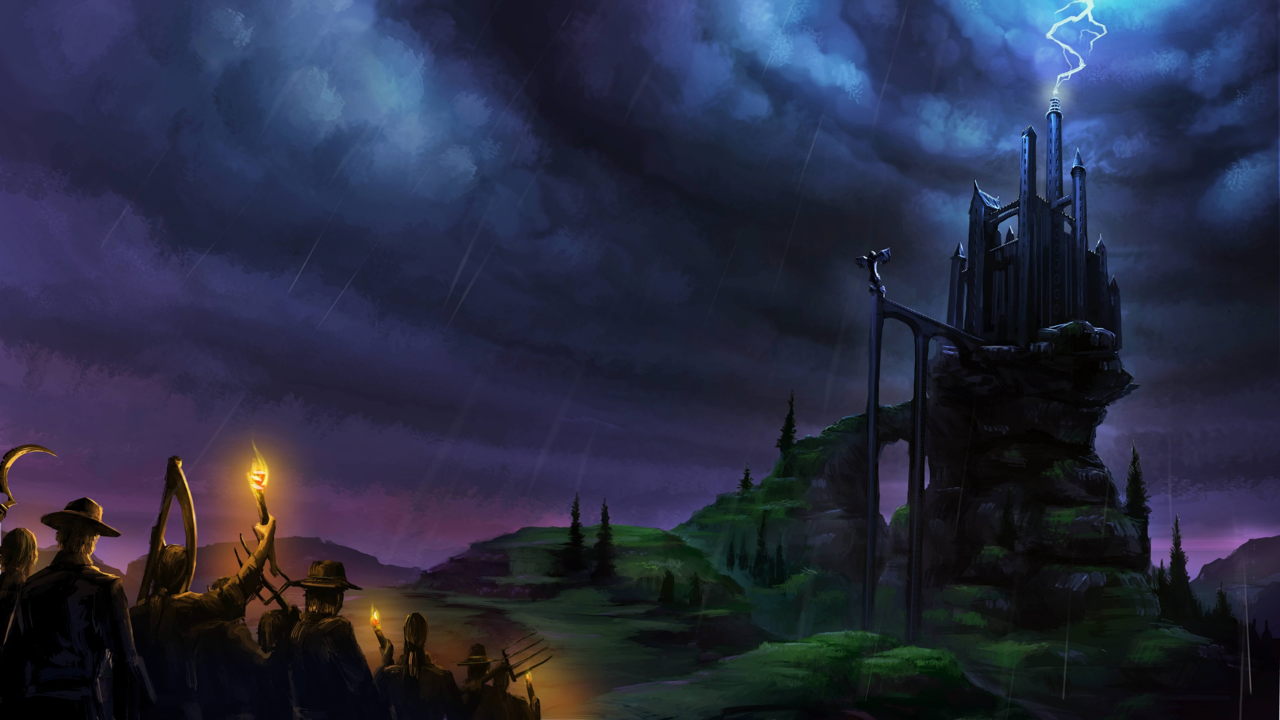 Champ D'herbe Verte Sous un Ciel Nuageux Pendant la Journée. Wallpaper in 2560x1440 Resolution