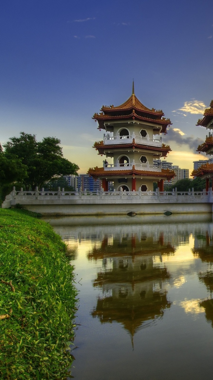 中国花园, 花园, 中国, 反射, 性质 壁纸 720x1280 允许