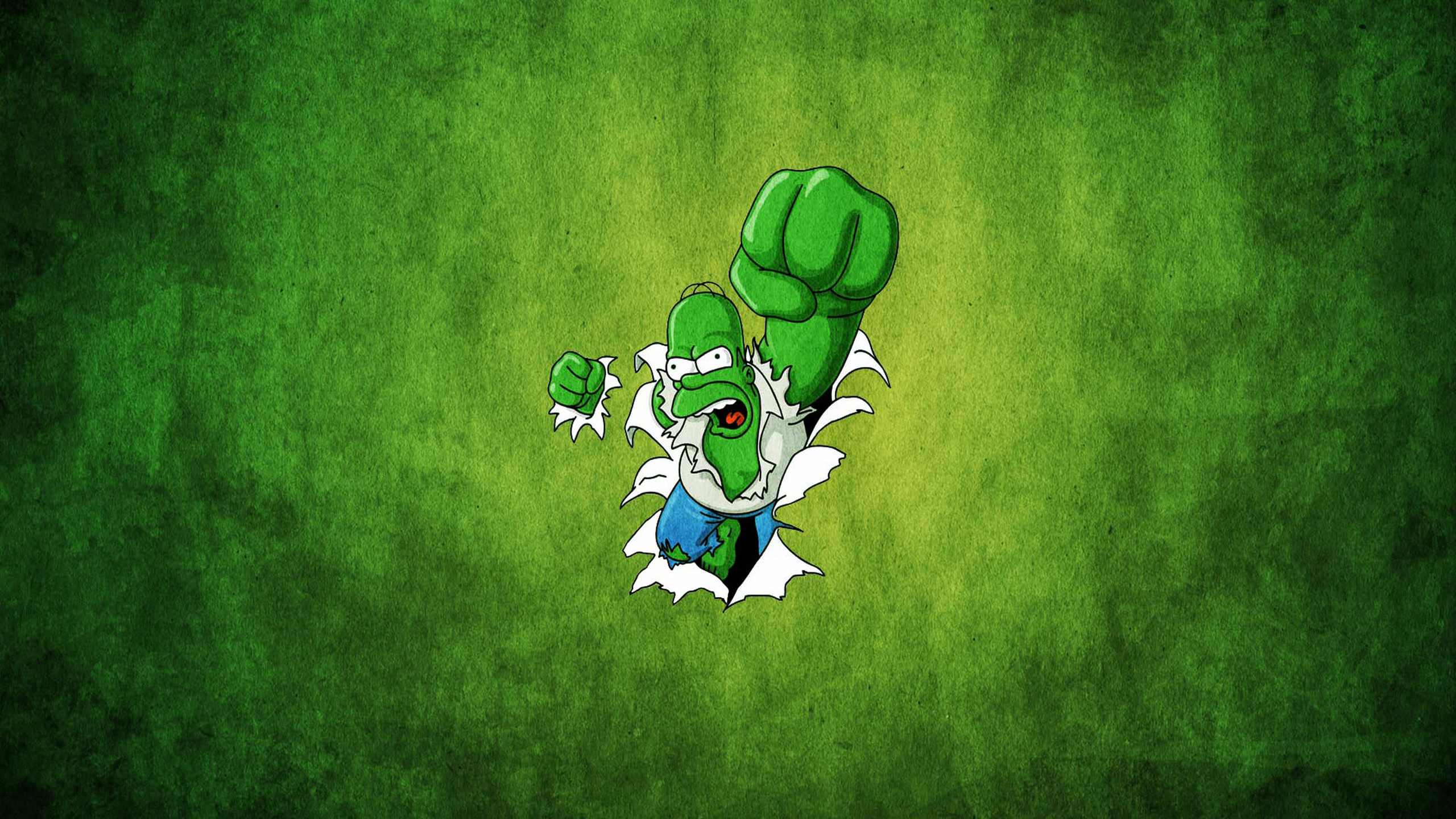 Homer Simpson, Hulk, Green, Grass, Plant. Wallpaper in 2560x1440 Resolution