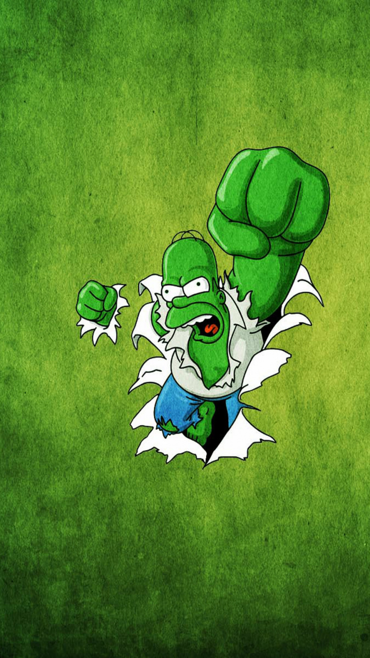Homer Simpson, Hulk, Green, Grass, Plant. Wallpaper in 750x1334 Resolution