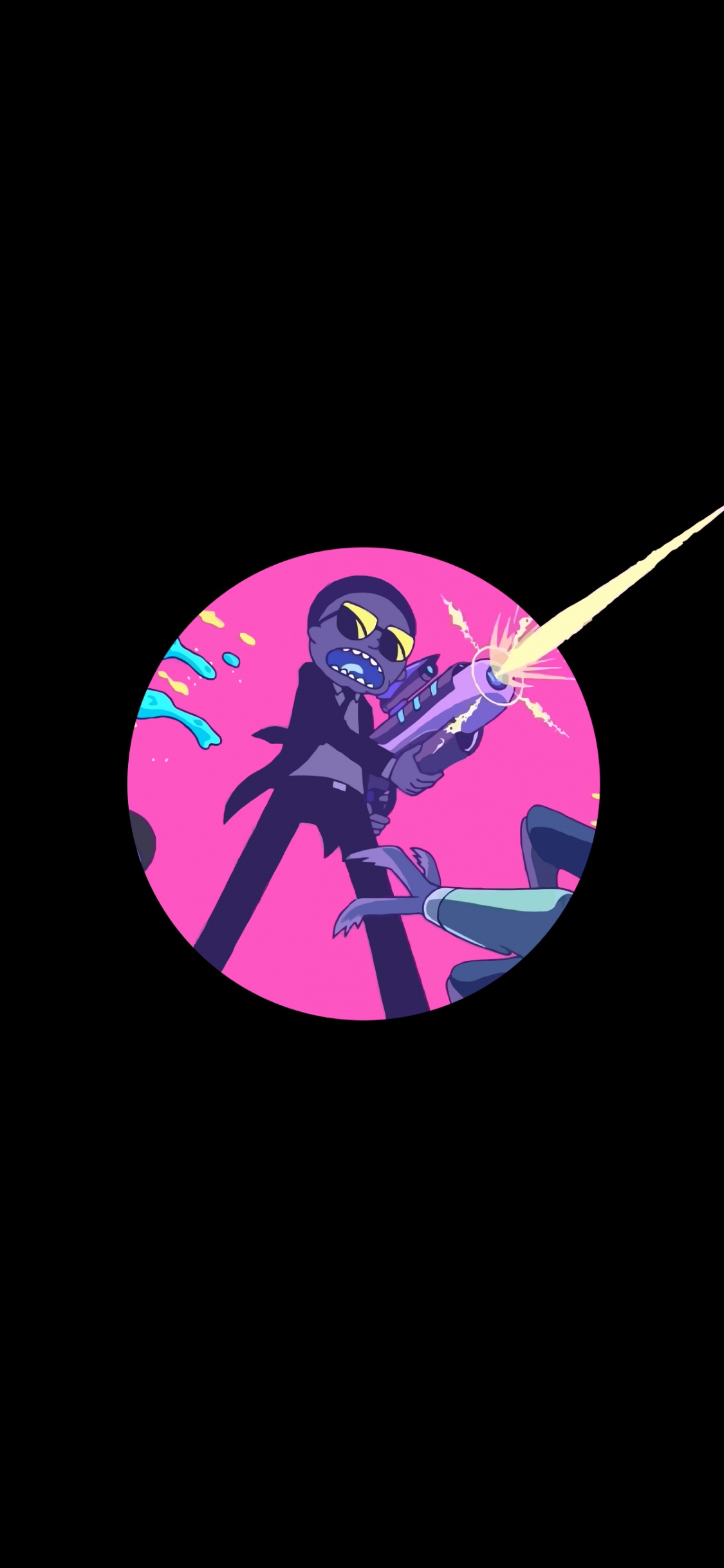 Amoled, Rick and Morty, Diseño Gráfico, Espacio, Circulo. Wallpaper in 1125x2436 Resolution