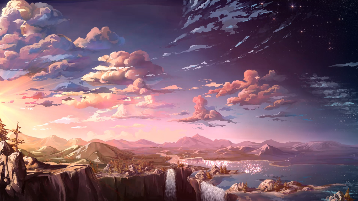 Montagnes Brunes et Blanches Sous Ciel Bleu. Wallpaper in 1366x768 Resolution