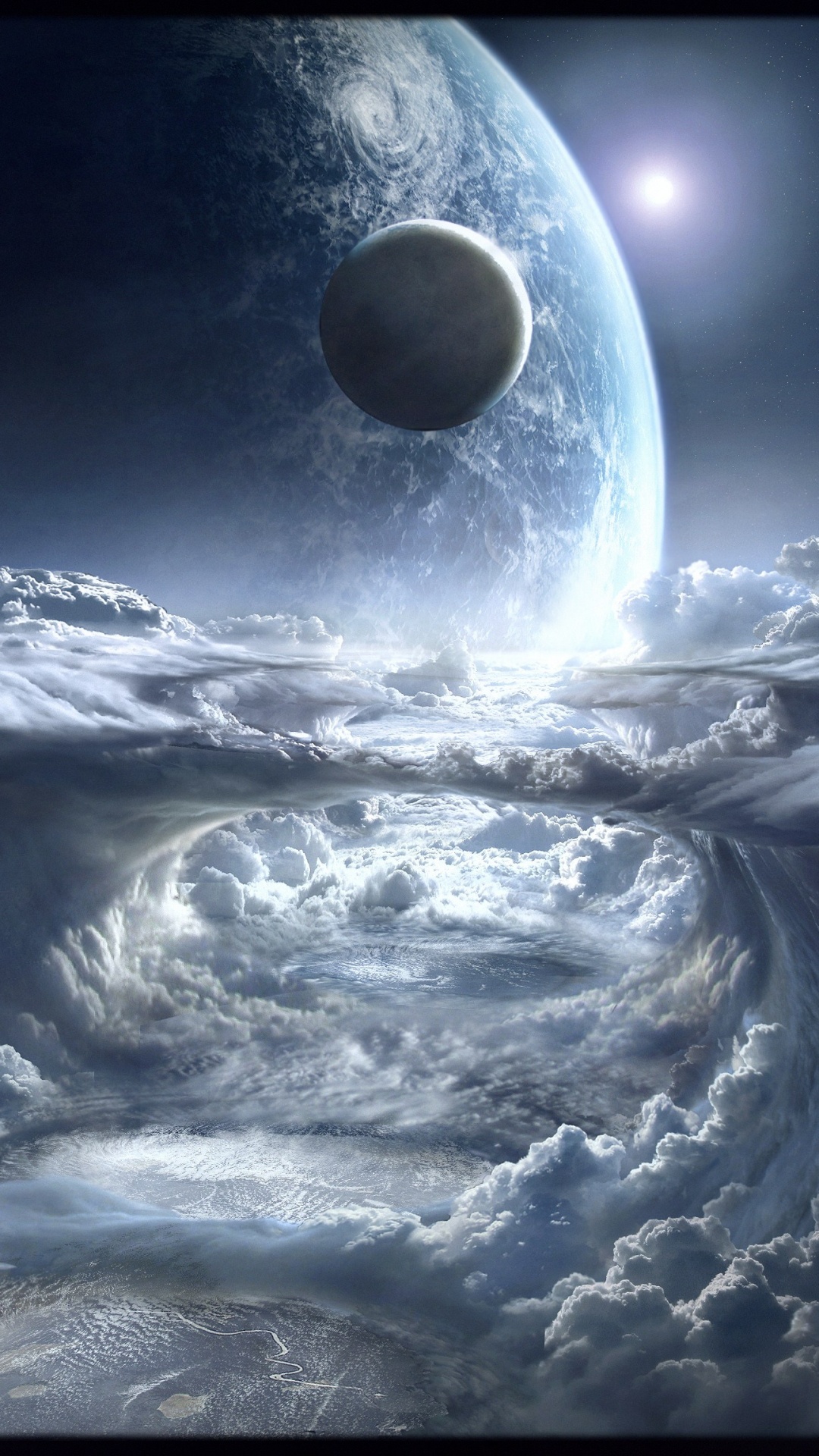 Luna Llena Sobre Las Nubes Durante la Noche. Wallpaper in 1080x1920 Resolution