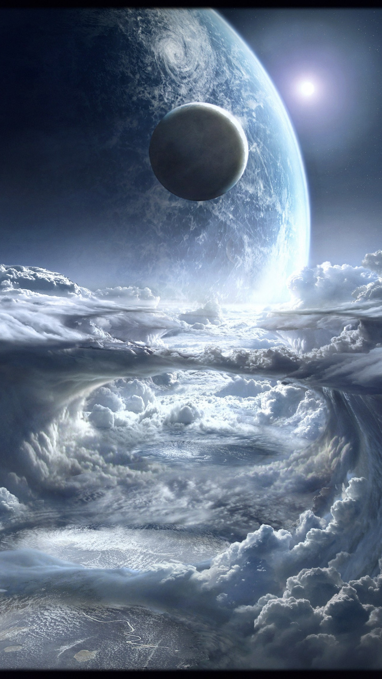 Full Moon Over Clouds During Night Time. Wallpaper in 750x1334 Resolution