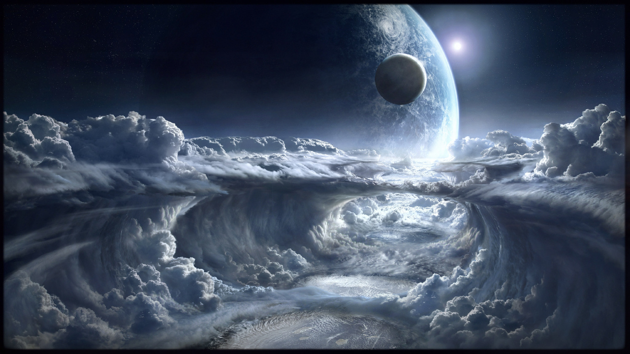 Pleine Lune Au-dessus Des Nuages Pendant la Nuit. Wallpaper in 1280x720 Resolution