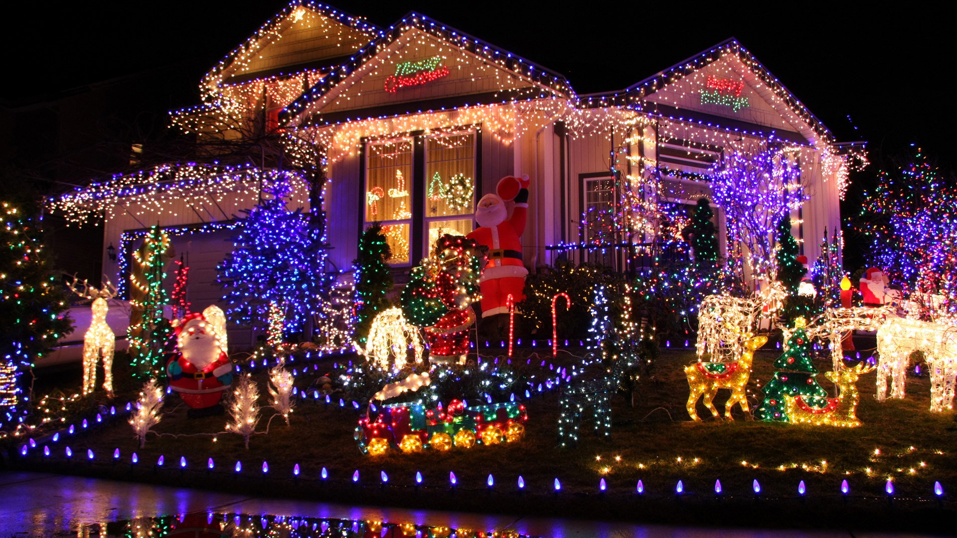 El Día De Navidad, Luces de Navidad, Decoración de la Navidad, Luz, Navidad. Wallpaper in 1920x1080 Resolution