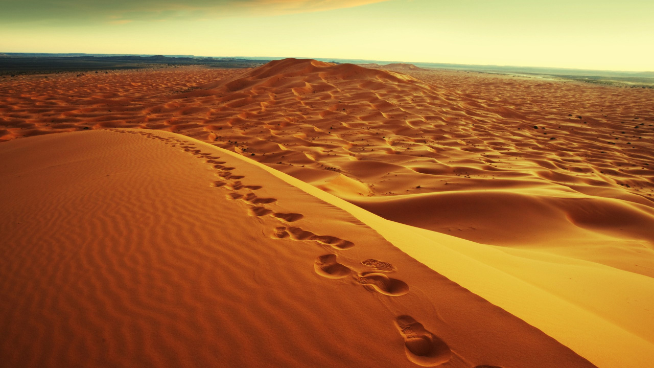 Brown Sand Under White Sky During Daytime. Wallpaper in 1280x720 Resolution