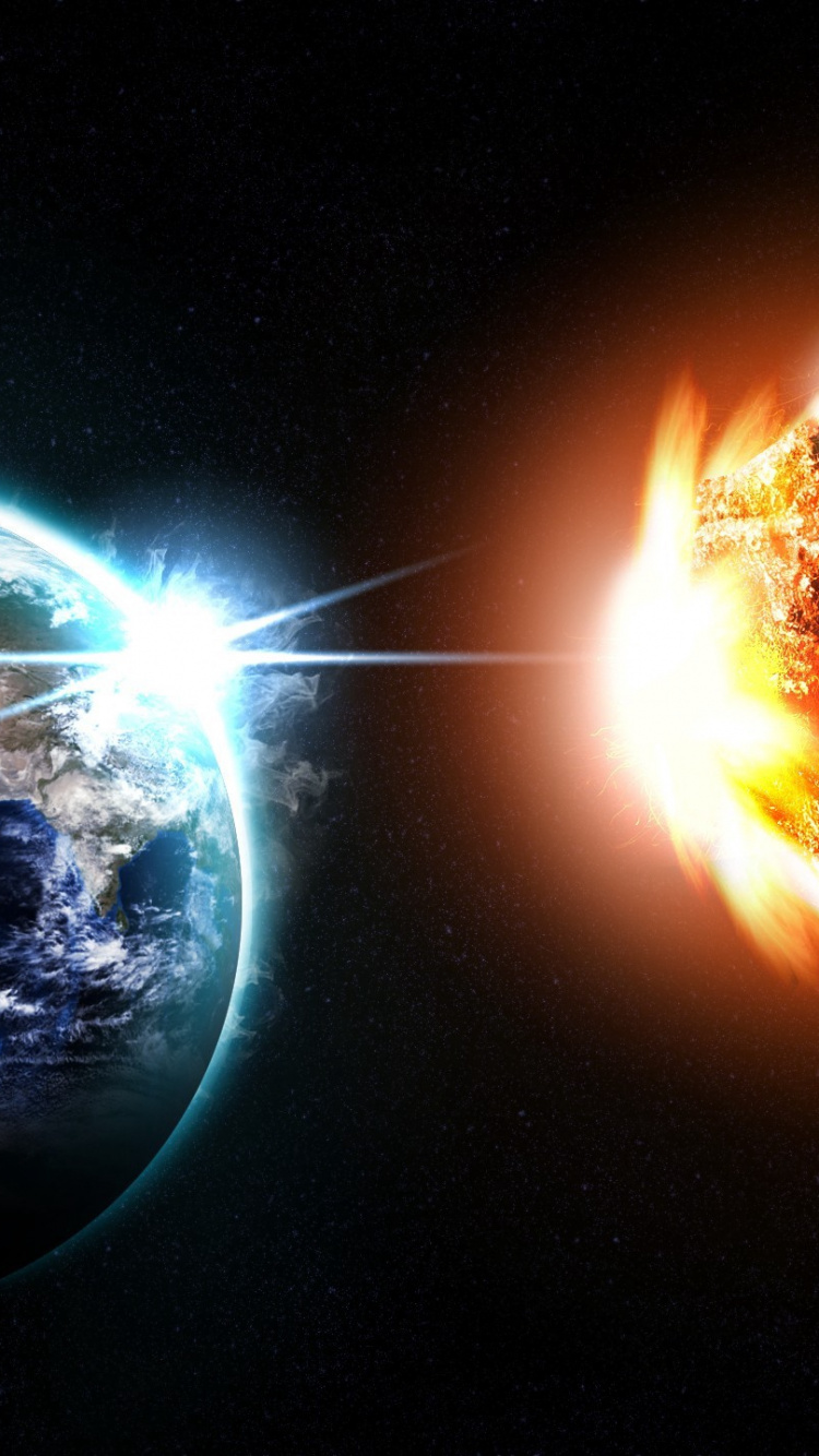 Planète Bleue et Blanche Sur Fond Noir. Wallpaper in 750x1334 Resolution