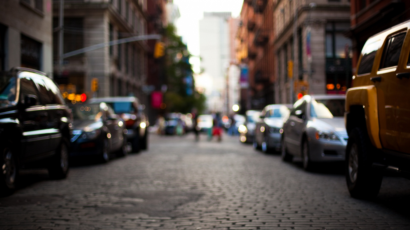 Cars Parked on Side of The Road During Daytime. Wallpaper in 1366x768 Resolution
