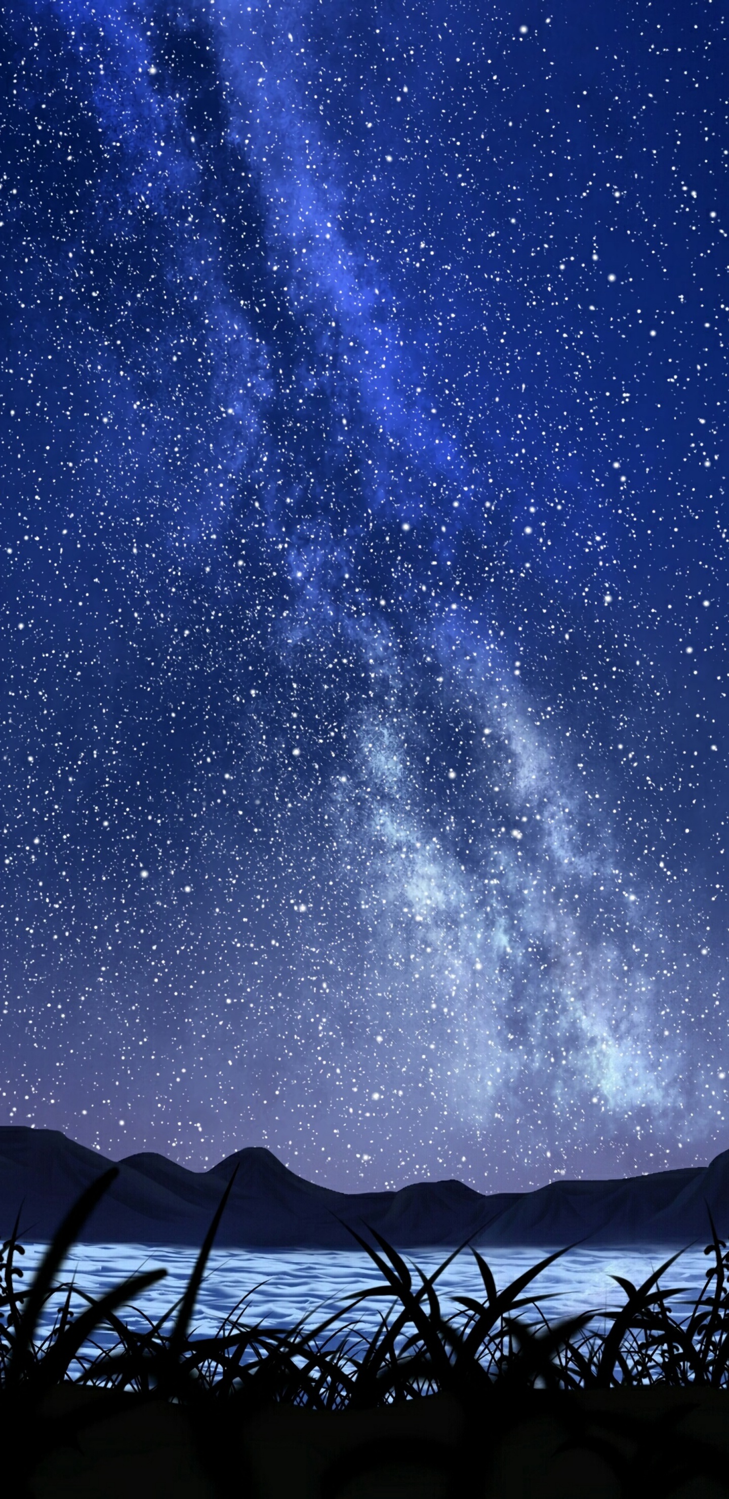 La Nuit Étoilée, Blue, Nuit, Lumière, Eau. Wallpaper in 1440x2960 Resolution