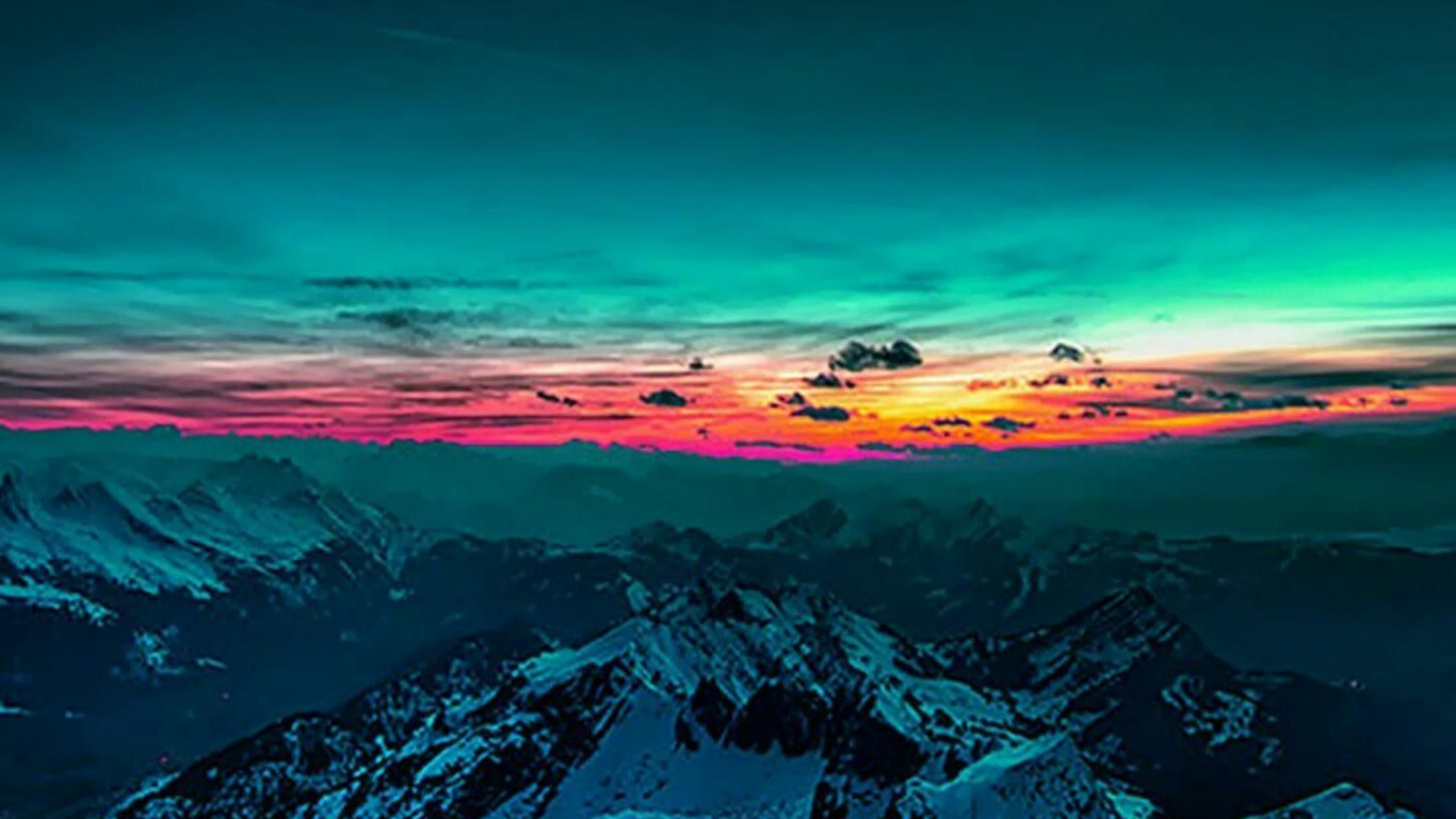 IOS 8, Nature, Atmosphère, Horizon, Aurora. Wallpaper in 1366x768 Resolution