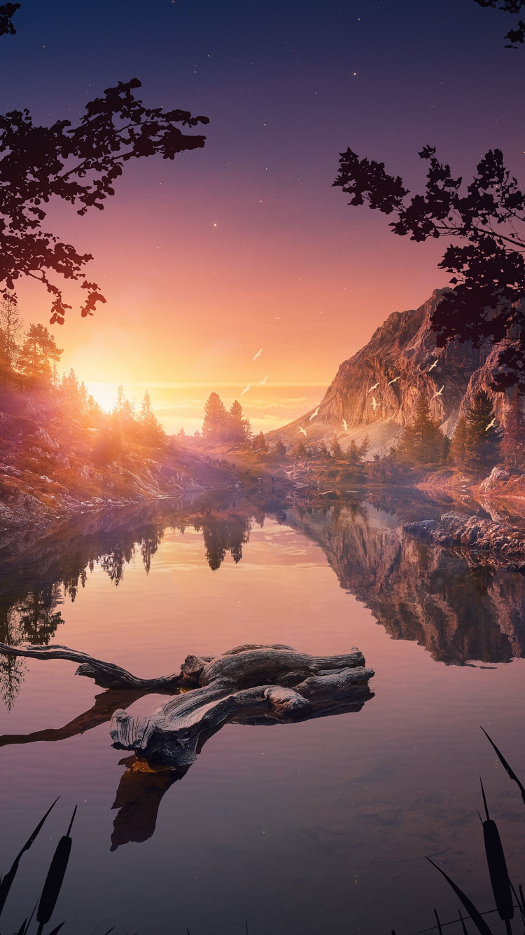 光, 水资源, 气氛, 余辉, 自然景观 壁纸 750x1334 允许