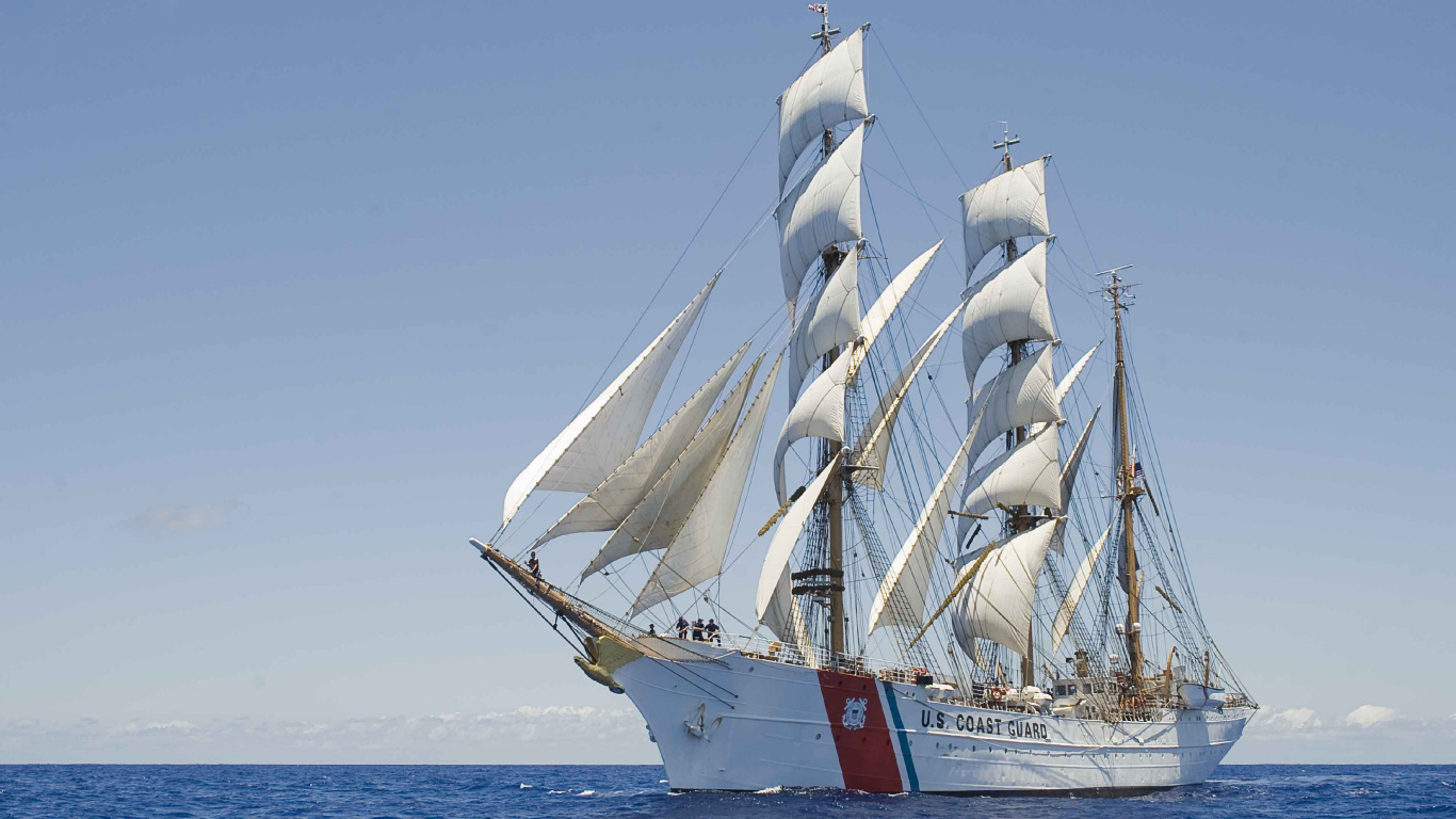 Barquentine, 高船, 扬帆, 船只, 布里格 壁纸 1366x768 允许