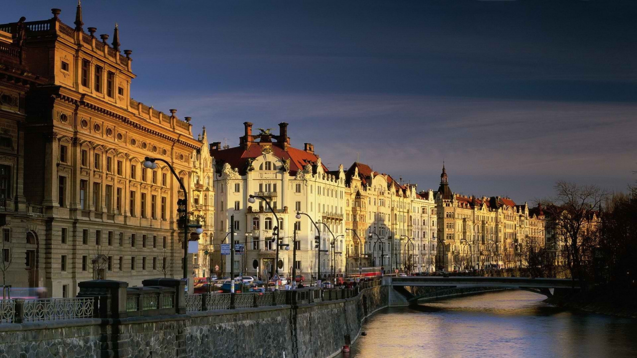 城市, 布拉格, 里程碑, 旅游景点, 晚上 壁纸 1280x720 允许