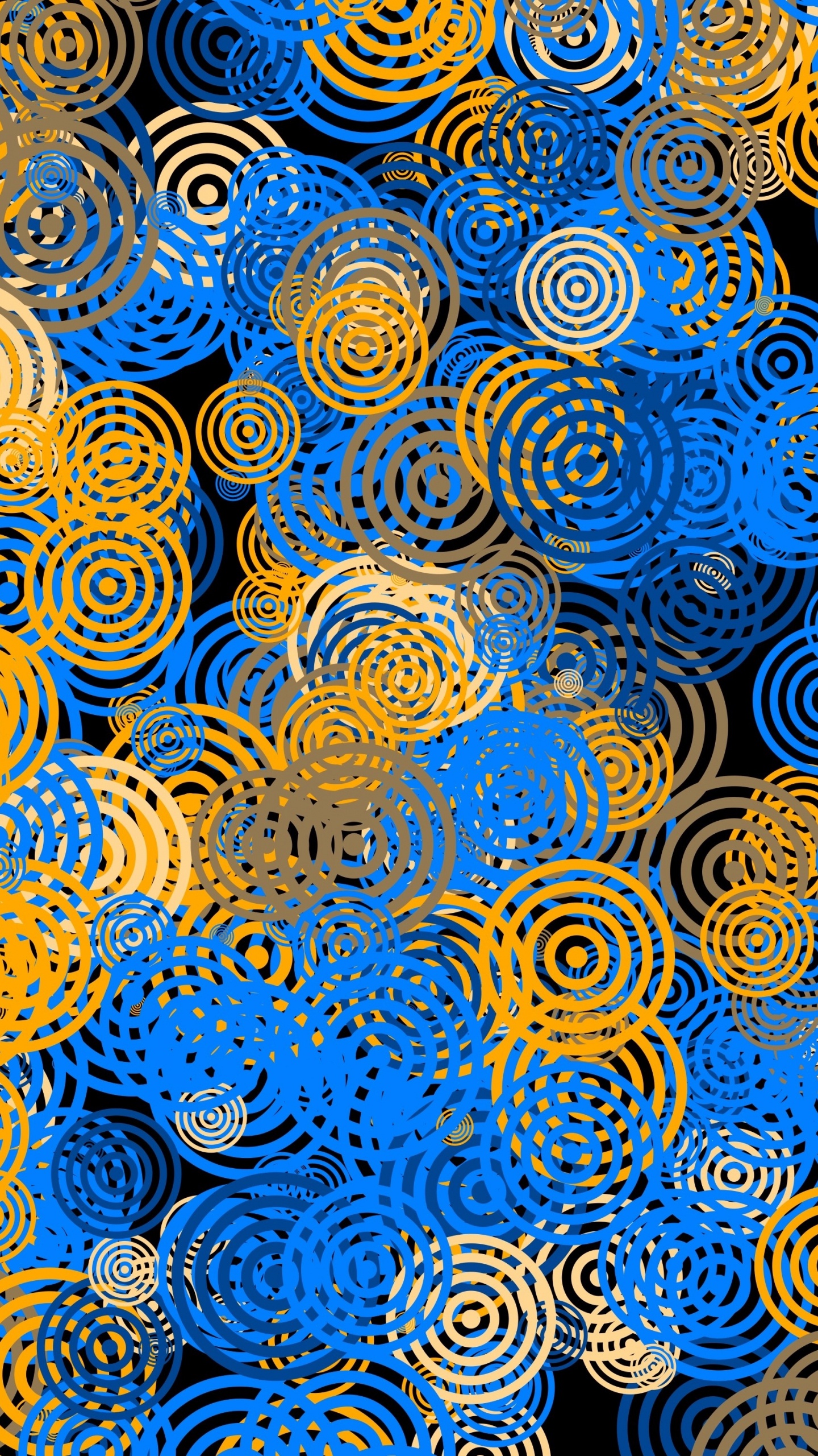 Blaues Und Gelbes Rundes Dekor. Wallpaper in 1440x2560 Resolution