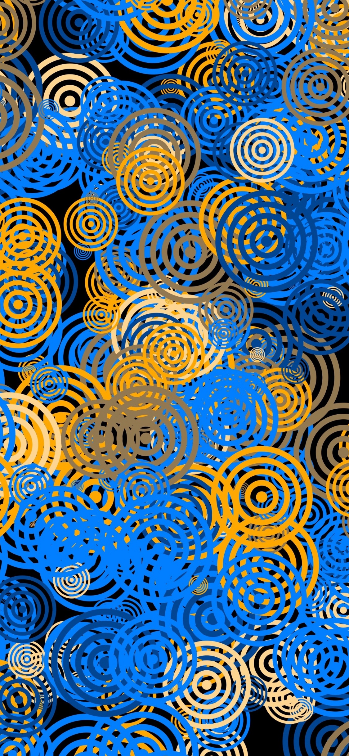 Blue and Yellow Round Decor. Wallpaper in 1125x2436 Resolution
