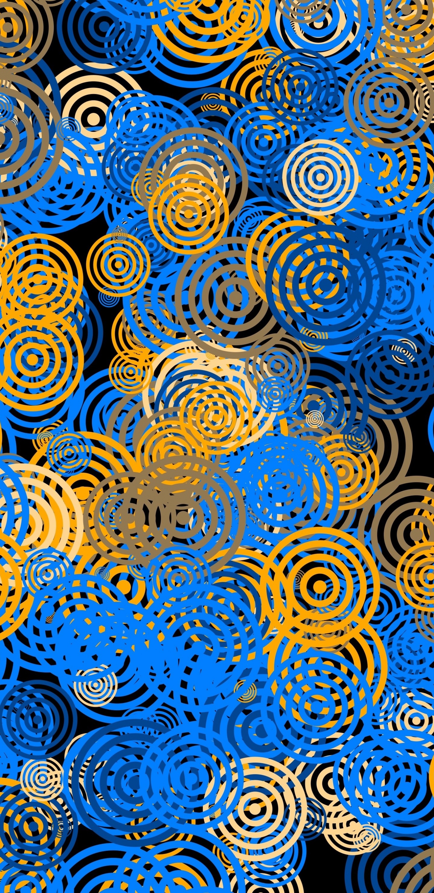Blue and Yellow Round Decor. Wallpaper in 1440x2960 Resolution