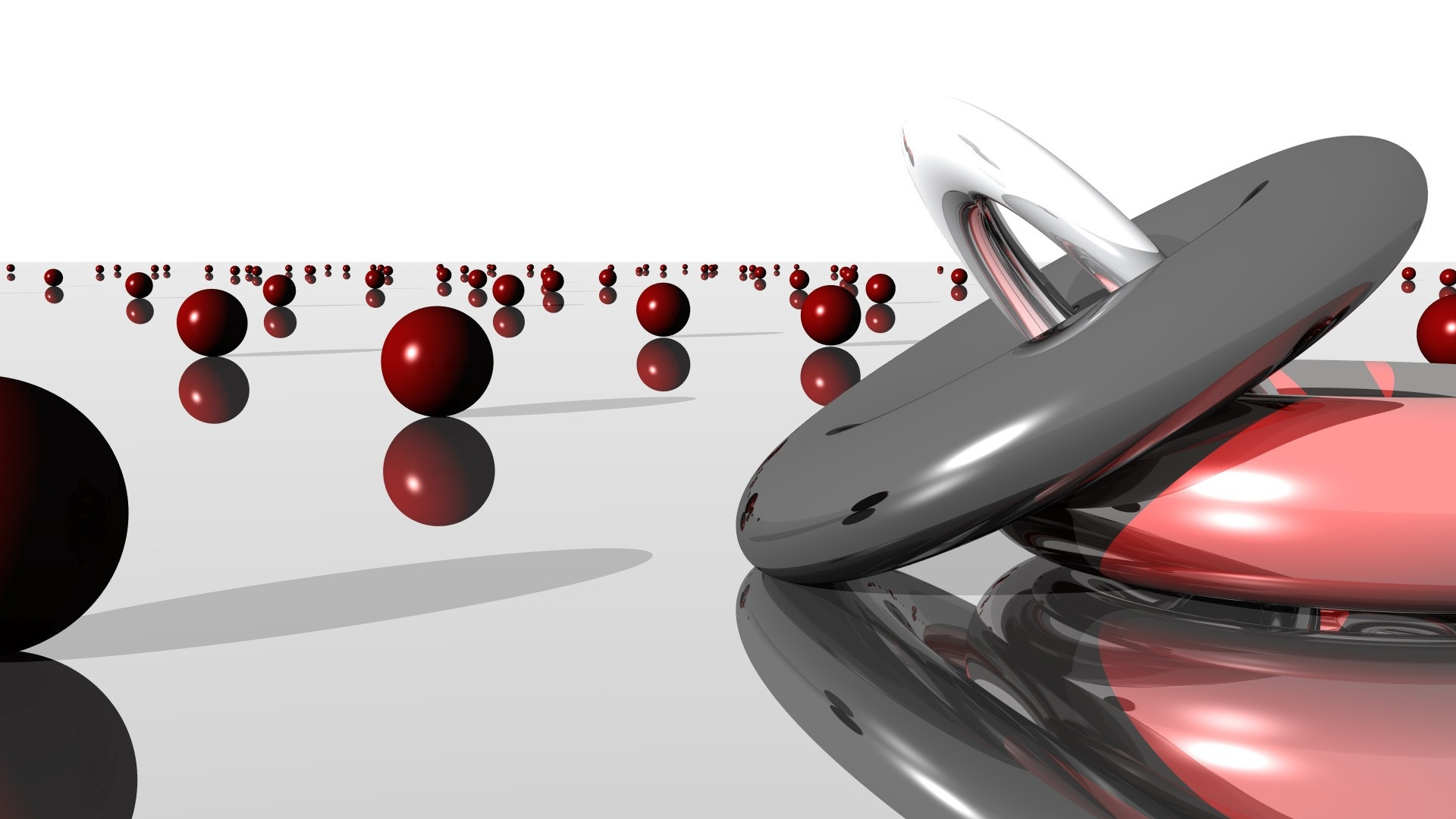 Red Round Ball on Silver Ring. Wallpaper in 1920x1080 Resolution