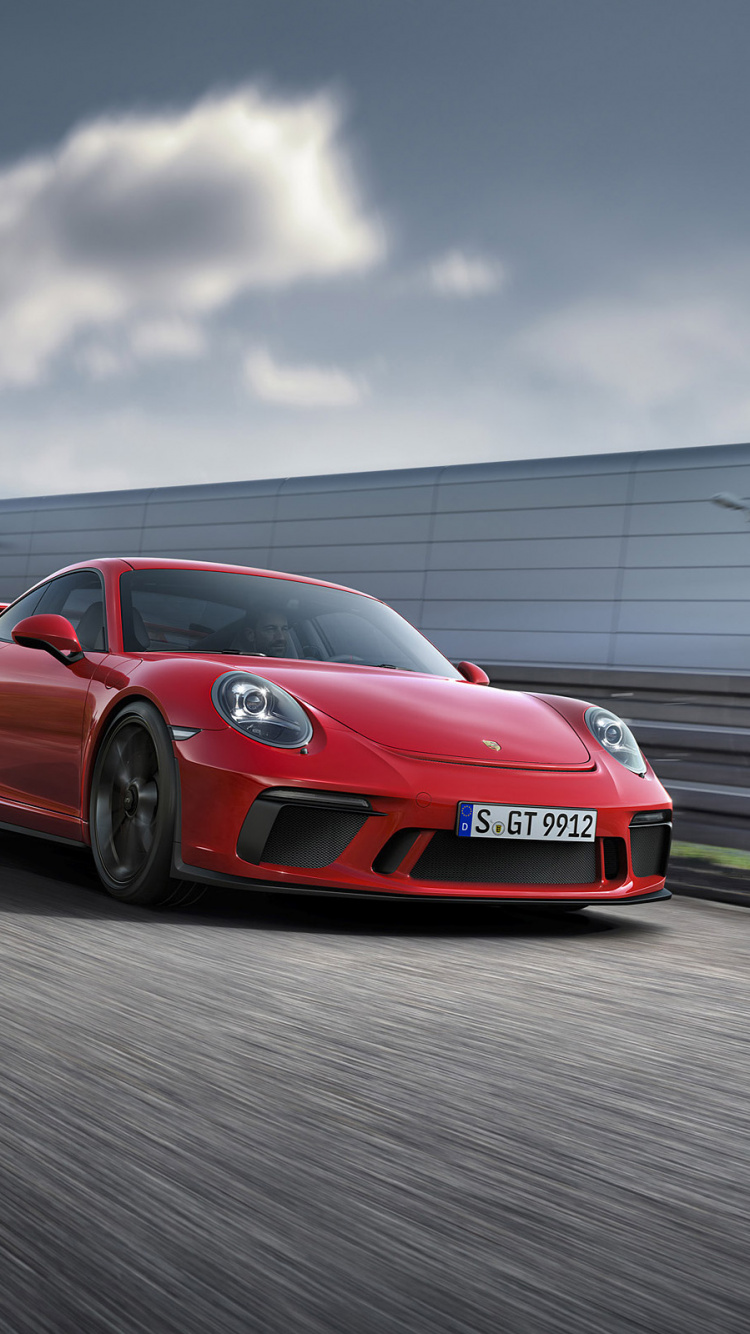 Red Porsche 911 on Road. Wallpaper in 750x1334 Resolution