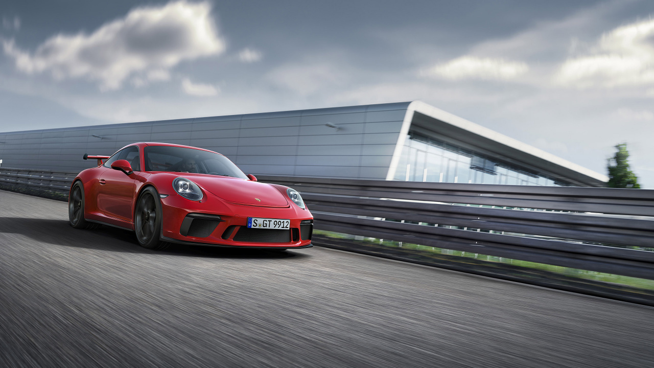 Porsche 911 Rouge Sur Route. Wallpaper in 1280x720 Resolution